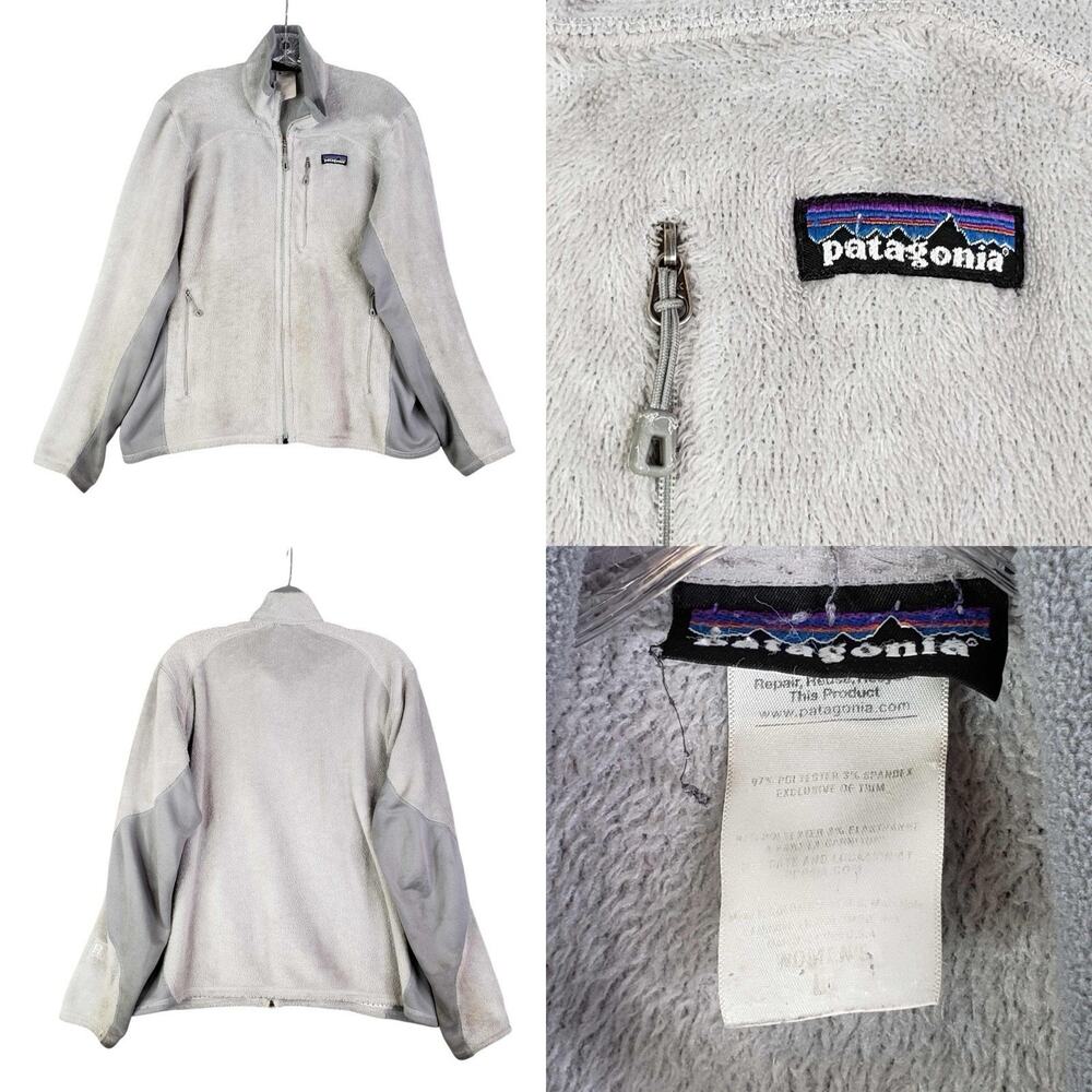 Patagonia Jacket Full Zip Womens Size Large L Gray Fleece R Series Pockets Flaw